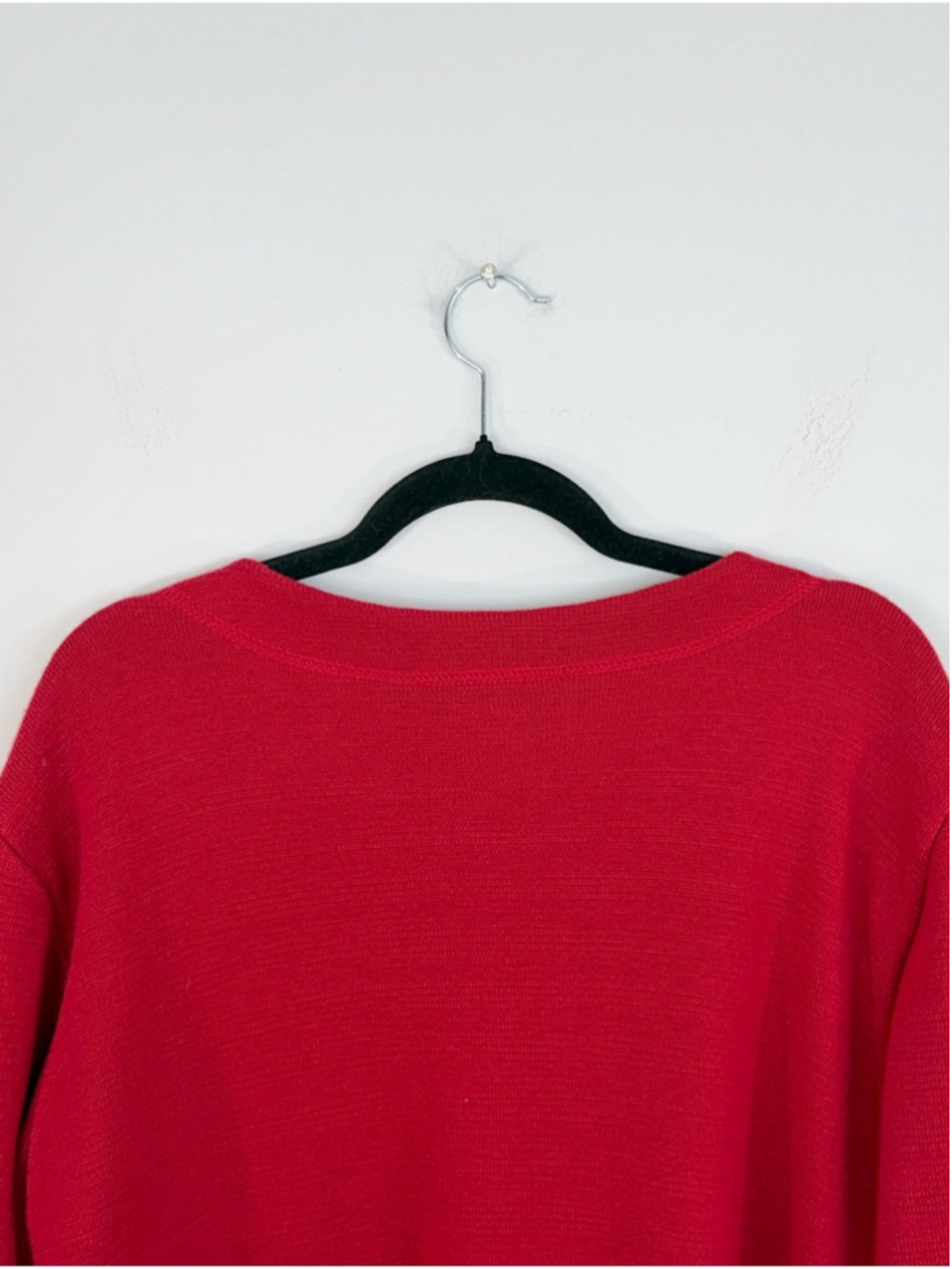 VTG 80s 90s French made wool blend boxy oversized red longline cardigan sweater - Picture 8 of 13